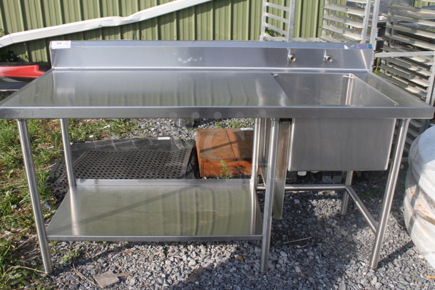 Stainless Steel Commercial Table w/ Sink Basin, Back Splash and Under Shelf. - Image 1 of 1