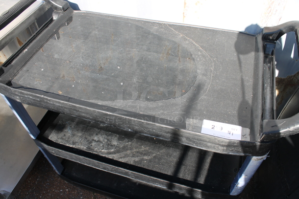 Black Poly 3 Tier Cart w/ Push Handles on Commercial Casters. - Image 2 of 4