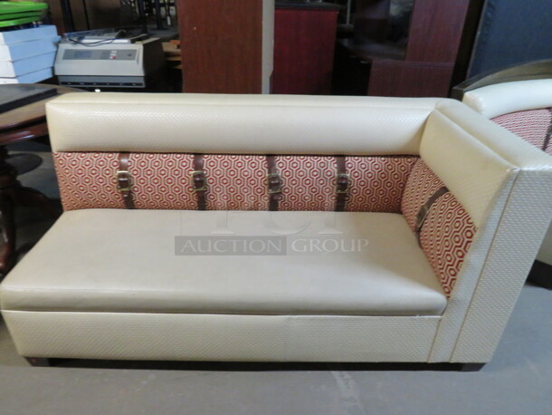 One AWESOME Beige Color Cushioned Booth With Back And Right Side 72X32X32