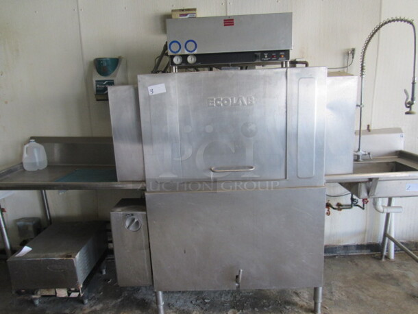 One Ecolab Dishwasher. 208 Volt. 3 Phase. Model# FS4400. 62X28X73