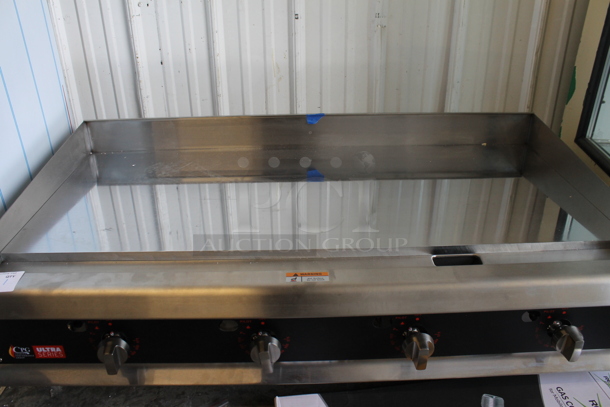 BRAND NEW SCRATCH AND DENT! Cooking Performance Group CPG 351GTUCPG48N Ultra Series Stainless Steel Commercial Countertop Chrome Top Chrome Top Flat Top Griddle w/ Regency Gas Hose Kit and Thermostatic Controls.  - Image 5 of 7