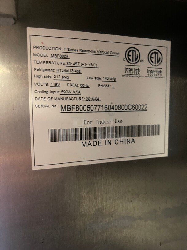 Working! Atosa MBF8005 44.5 Cu.ft Double Door Top Mount Commercial Reach-In Refrigerator NSF 115 Volt Tesed and Working! - Image 4 of 9