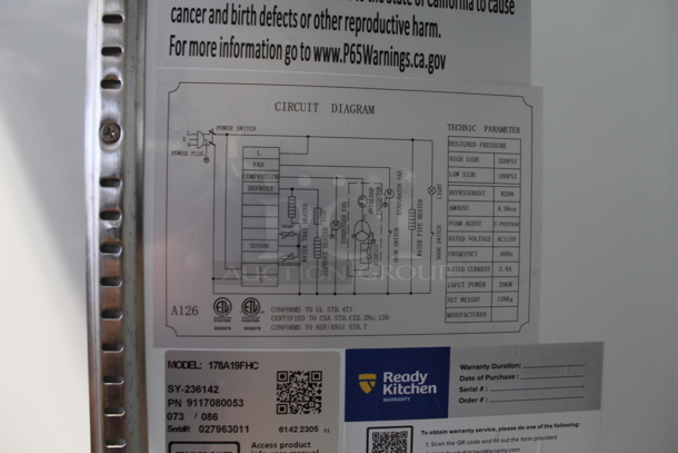 BRAND NEW SCRATCH AND DENT! 2023 Avantco 178A19FHC Stainless Steel Commercial Single Door Reach In Freezer w/ Poly Coated Racks. 115 Volts, 1 Phase. Tested and Working! - Image 5 of 5
