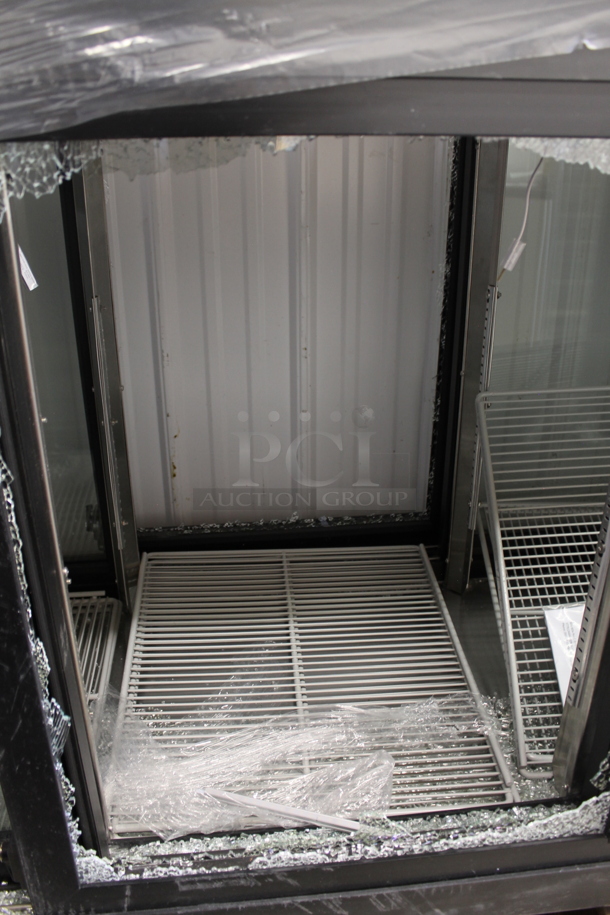 BRAND NEW SCRATCH AND DENT! Beverage Air BB72HC-1-GS-PT-B-27 Metal Commercial 3 Door Undercounter Cooler Merchandiser. See Pictures for Broken Glass. 115 Volts, 1 Phase. Tested and Working! - Image 3 of 6