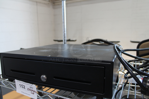 ALL ONE MONEY! Tier Lot of Various Items Including Metal Cash Drawer, HP Monitor and Wires - Image 3 of 6