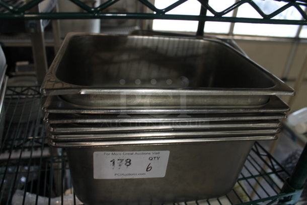 6 Stainless Steel 1/2 Size Drop In Bins. 1/2x6. 6 Times Your Bid! - Image 1 of 2