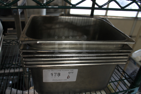 6 Stainless Steel 1/2 Size Drop In Bins. 1/2x6. 6 Times Your Bid!