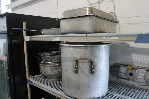ALL ONE MONEY! Two Tier Lot of Various Items Including Metal Stock Pot and Colanders - Image 1 of 7
