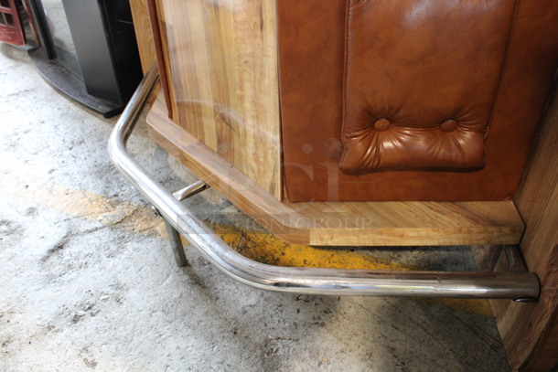 Curved Wooden Bar w/ Foot Rail. 60.5x20x40.5 - Image 3 of 5