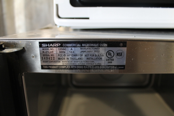 2022 Sharp R-21LVF Stainless Steel Countertop Microwave Oven. 120 Volts, 1 Phase.  - Image 4 of 5