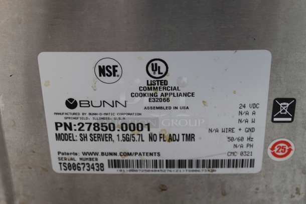 2015 Bunn DUAL SH DBC Stainless Steel Commercial Countertop Double Coffee Machine w/ Hot Water Dispenser/ 2 Coffee Server Satellites and 2 Metal Brew Baskets. 120/208-240 Volts, 1 Phase.  - Image 5 of 6