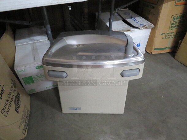 One Wall Mount Oasis Refrigerated Water Fountain, With Side And Front Buttons. 18X21