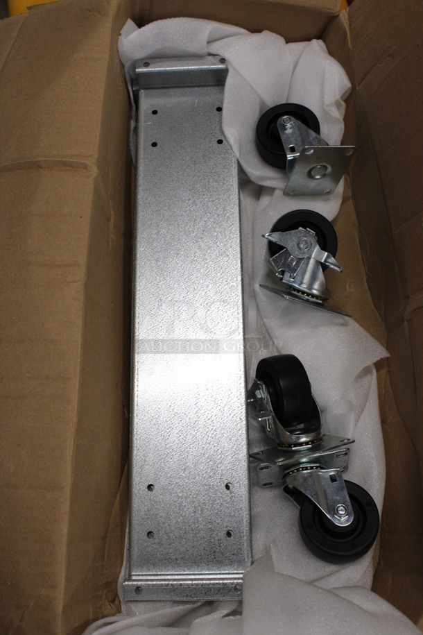 BRAND NEW IN BOX! Metal Pieces and 4 Commercial Casters! 23x5x1.5, 2.5x4x4