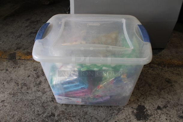 ALL ONE MONEY! Lot of Various Items Including Bags In Clear Bin. - Image 1 of 4