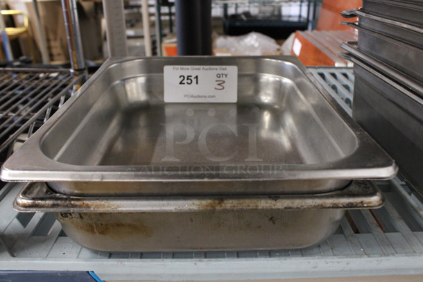3 Stainless Steel 1/2 Size Drop In Bins. 1/2x2. 3 Times Your Bid!