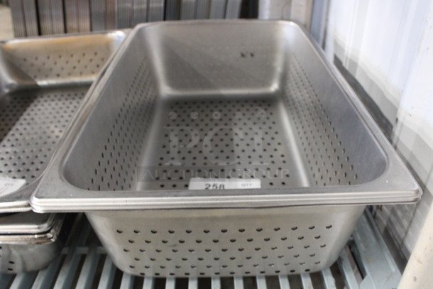 2 Stainless Steel Perforated Full Size Drop In Bins. 1/1x6. 2 Times Your Bid!