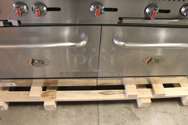 BRAND NEW SCRATCH AND DENT! CPG 351S60G48L Commercial Stainless Steel Liquid Propane Gas 60" Gas Range With 48" Griddle, Two Burners And Two Ovens With Steel Racks. Stock Picture Used For Gallery Picture - Image 8 of 12