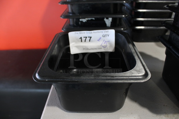 ALL ONE MONEY! Lot of 12 Cambro Black Poly 1/6 Size Drop In Bins! 1/6x4