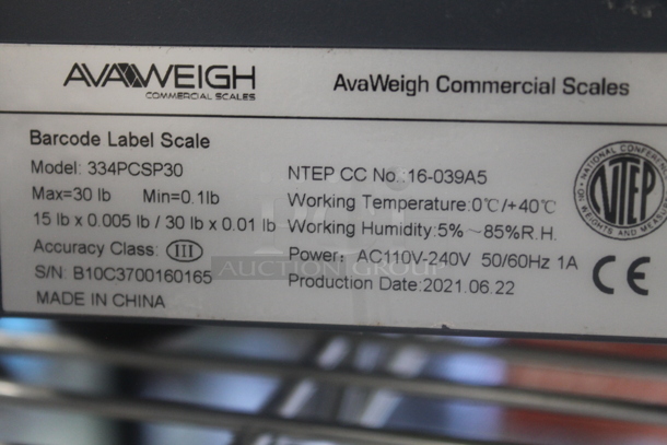 BRAND NEW! 2021 AvaWeigh 334PCSP30 Stainless Steel Commercial Countertop 30 lb. Digital WiFi Price Computing Scale with Thermal Label Printer. 110-240 Volts, 1 Phase. Tested and Working! - Image 5 of 5