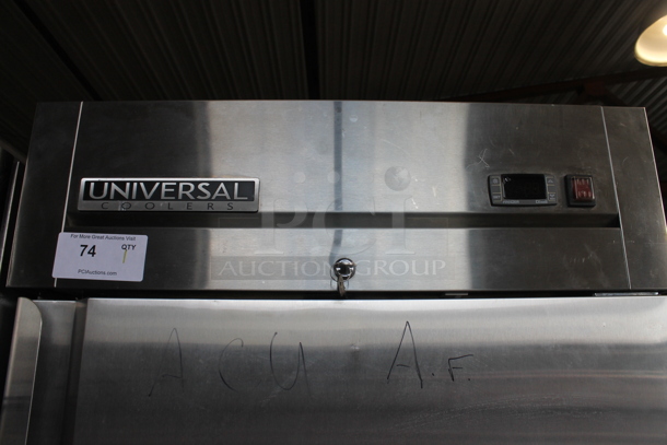 Universal RIFI-30 Stainless Steel Commercial Single Door Reach In Cooler w/ Poly Coated Racks. 115 Volts, 1 Phase. Tested and Powers On But Does Not Get Cold - Image 2 of 5