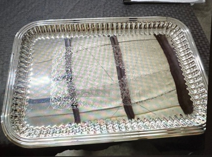 One NEW Vollrath 21X14 Rectangular Fluted Stainless Steel Tray. #82167