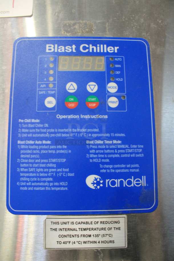 2014 Randell BC-18 Stainless Steel Commercial Floor Style Blast Chiller w/ 3 Probes. 115/230 Volts, 1 Phase. - Image 6 of 10