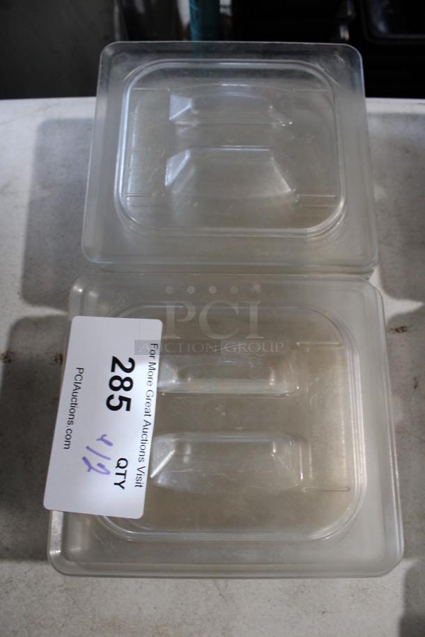 ALL ONE MONEY! Lot of 12 Cambro Clear Poly 1/6 Size Drop In Bins!