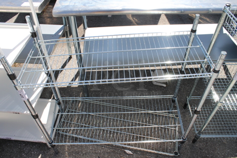 Chrome Finish 3 Tier Wire Shelving Unit. BUYER MUST DISMANTLE. PCI CANNOT DISMANTLE FOR SHIPPING. PLEASE CONSIDER FREIGHT CHARGES.
