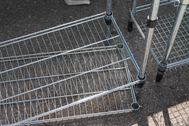 Chrome Finish 3 Tier Wire Shelving Unit. BUYER MUST DISMANTLE. PCI CANNOT DISMANTLE FOR SHIPPING. PLEASE CONSIDER FREIGHT CHARGES.
 - Image 2 of 2