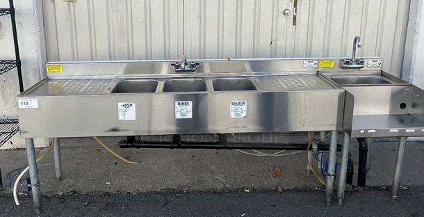 Krowne Three Compartment Bar Sink (18-63C)
with Silver Series 18" Blender Dump Sink Add On (18-18BD) - Image 1 of 5