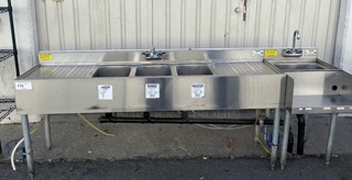Krowne Three Compartment Bar Sink (18-63C)
with Silver Series 18" Blender Dump Sink Add On (18-18BD)