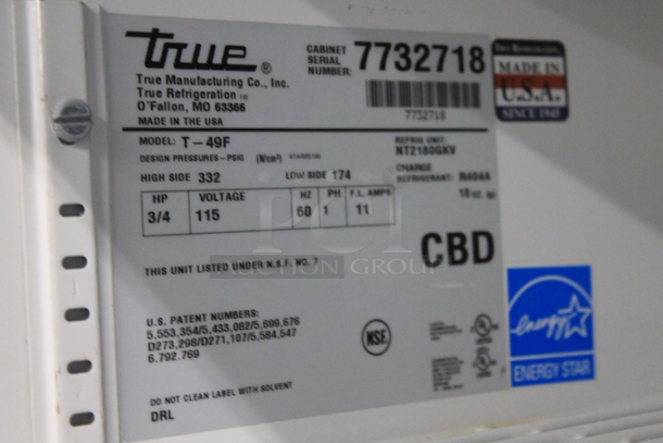 2013 True T-49F ENERGY STAR Stainless Steel Commercial 2 Door Reach In Freezer on Commercial Casters. 115 Volts, 1 Phase. Tested and Working!
 - Image 4 of 6