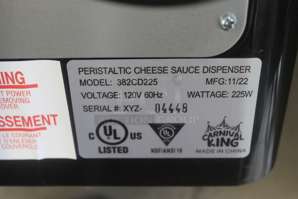 BRAND NEW! Carnival King 382CD225 Countertop Peristaltic Cheese Sauce Dispenser. 120 Volts, 1 Phase. Tested and Working! - Image 5 of 5