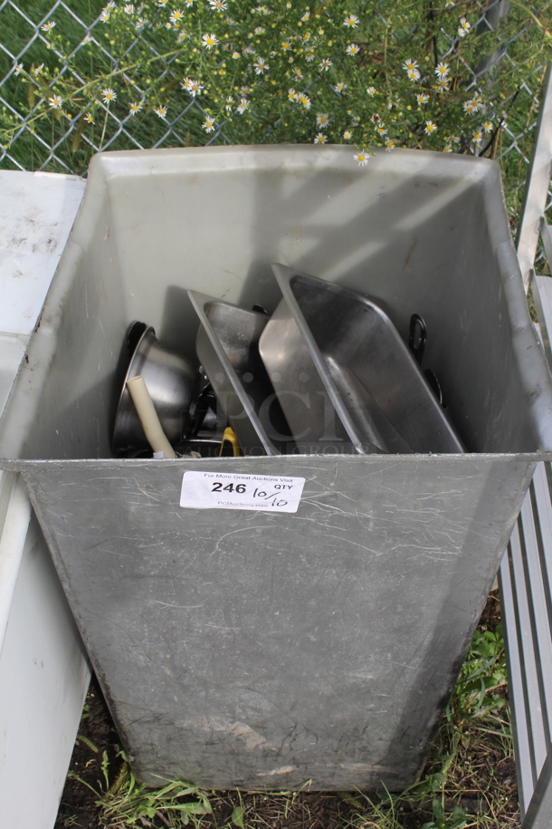 Gray Poly Trash Can w/ Contents - Image 1 of 2