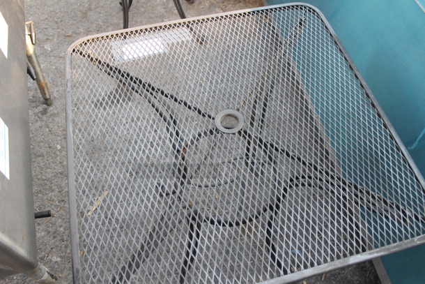 2 Outdoor Square Lattice Tables With Cast Aluminum Frame. Cosmetic Condition May Vary. 2 Times Your Bid!  - Image 5 of 5