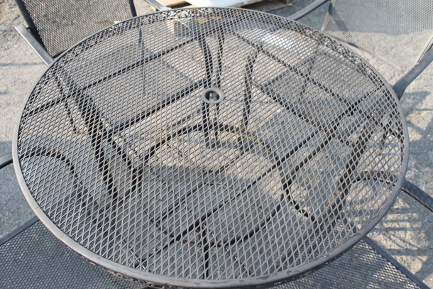 5 Piece Outdoor Set Including Round Lattice Dining Table And 4 Lattice Style Chairs. Cosmetic Condition May Vary. 5 Times Your Bid! Chairs: 23X22x34.5 - Image 2 of 7