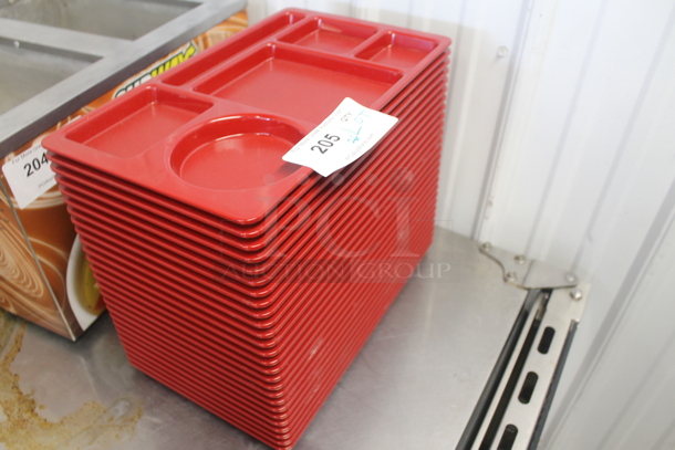 ALL ONE MONEY! Lot of 26 Red Poly Multi Compartment Food Trays. - Image 2 of 3