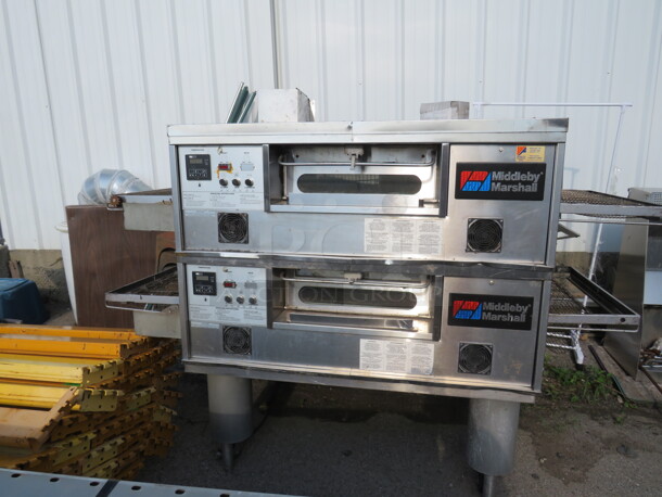 One Double Stack Middleby Marshall Natural Gas Pizza Ovens On Casters. Model# PS555G. 208-240 Volt. 1 Phase. 90X63X62. - Image 2 of 3