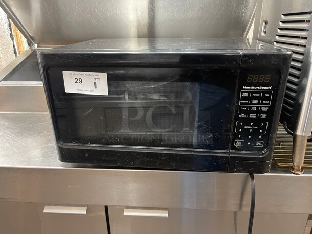 working! Hamilton Beach 1.1 Cu. Ft. Black Digital Microwave Oven 110 Volt Tesed and Working - Image 1 of 9