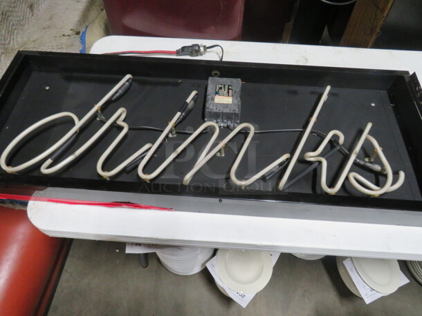 One DRINKS Neon. May Just Need A Ballast. 48X4X18.5 - Image 1 of 1