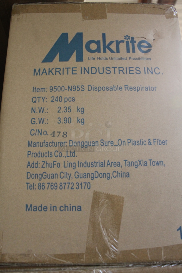 40 BRAND NEW! Boxes of 240 Makrite 9500-N95S Disposable Respirator. 40 Times Your Bid! - Image 3 of 4