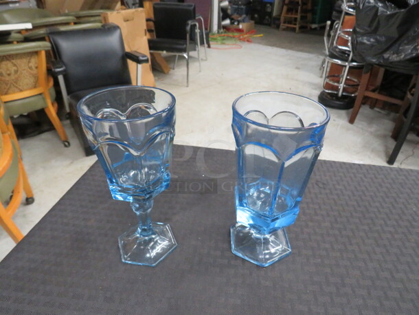 Assorted Size Blue Stem Glasses. 8XBID - Item #1097098