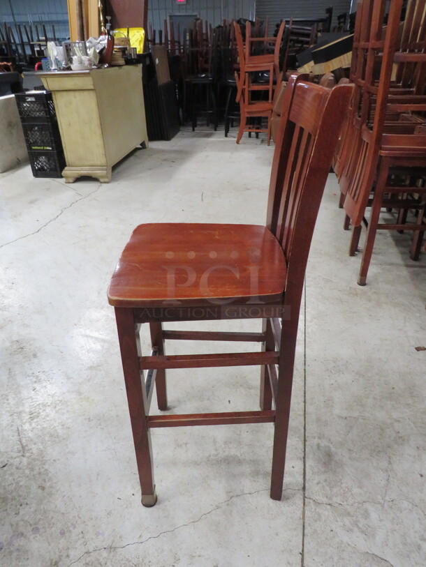 Wooden Bar Height Chair With Footrest. 2XBID. - Image 2 of 3