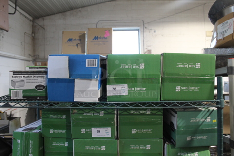 ALL ONE MONEY! Tier Lot of Various BRAND NEW IN BOX Items Including 3 San Jamar Napkin Dispensers