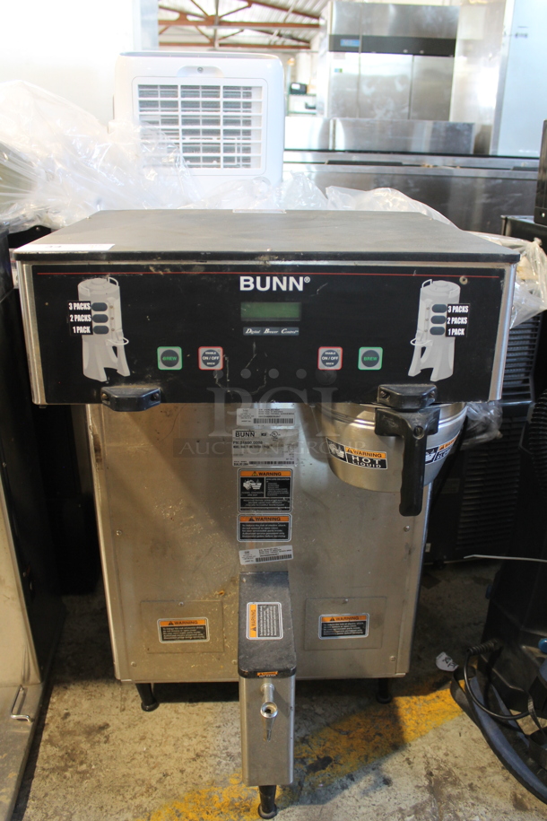 2011 Bunn DUAL TF DBC Stainless Steel Commercial Countertop Double Coffee Machine w/ Hot Water Dispenser and Metal Brew Basket. 120/240 Volts, 1 Phase.  - Image 1 of 4