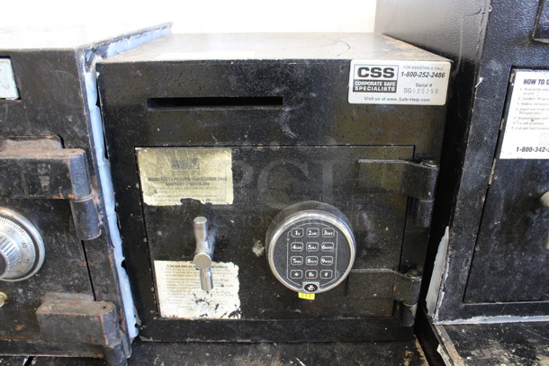 Corporate Safe Specialists Black Metal Single Compartment Safe. Does Not Come w/ Combination. 14.5x14x14.5