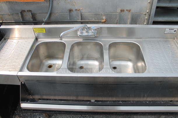 Krowne KR18-53C Stainless Steel Commercial 3 Bay Sink w/ Dual Drain Boards, Right Side Sink Bay and Speedwell.  - Image 3 of 6