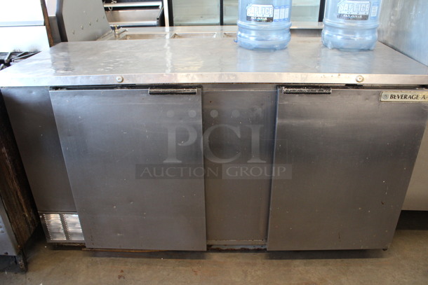 Beverage Air Model BB68 Stainless Steel Commercial 2 Door Undercounter Cooler. 115 Volts, 1 Phase. 69x28x38. Tested and Working!