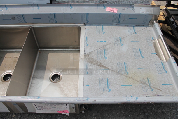 BRAND NEW SCRATCH AND DENT! Stainless Steel Commercial 3 Bay Sink w/ Dual Drain Boards. No Legs. - Image 3 of 3