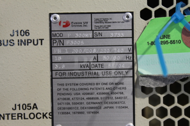 Fusion UV P300MT Metal Countertop Power Supply. 200/208/220/240 Volts, 1 Phase. - Image 4 of 4